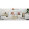 31.5" Stainless Steel Round Coffee Table with 8mm Tempered Glass Top and Crown Frame for Living Room - 2 of 4