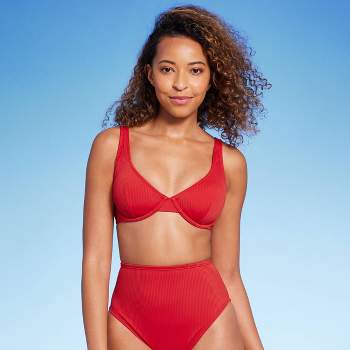 Women's Longline Keyhole Underwire Bikini Top - Shade & Shore™ Red 34dd :  Target