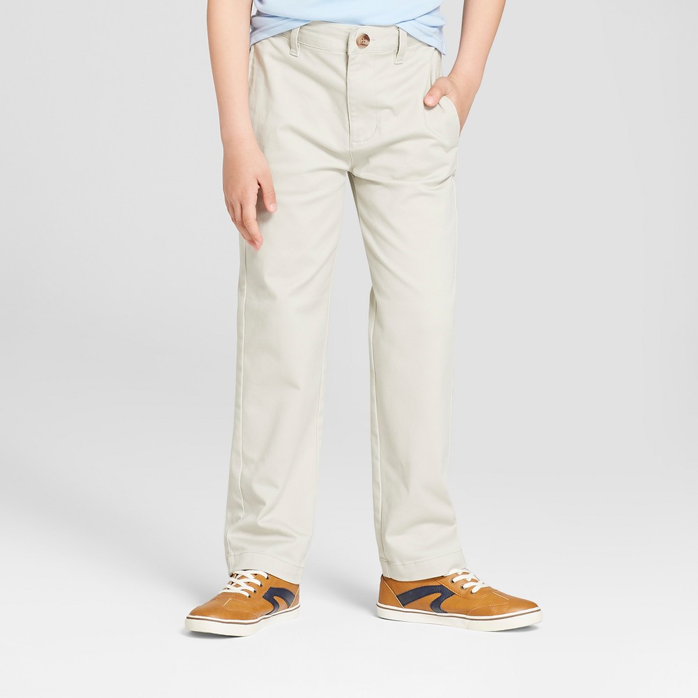 Boys' Flat Front Straight Fit Stretch Uniform Chino Pants - Cat & Jack Light Khaki 4, Light Green was $12.99 now $9.09 (30.0% off)