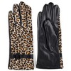 Women's Brown Leopard Print Gloves With Fleece Lining And Touch Screen - 2 of 4