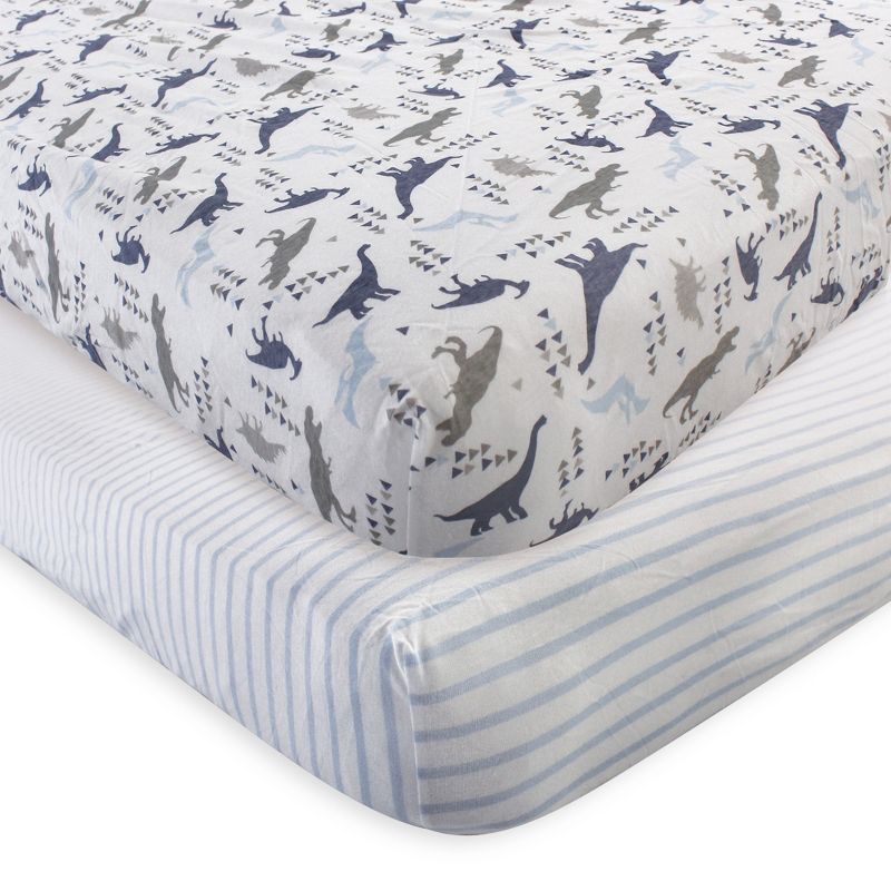 Touched by Nature Baby Boy Organic Cotton Crib Sheet, Dino, One Size, 1 of 3