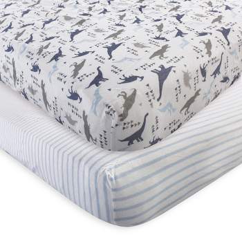 Touched by Nature Baby Boy Organic Cotton Crib Sheet, Dino, One Size