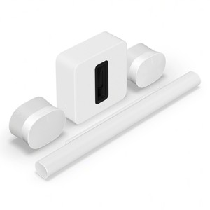 Sonos Ultimate Immersive Set with Arc Ultra Sound Bar, Sub 4 Wireless Subwoofer, and Pair of Era 300 Wireless Speakers (White) - 1 of 4