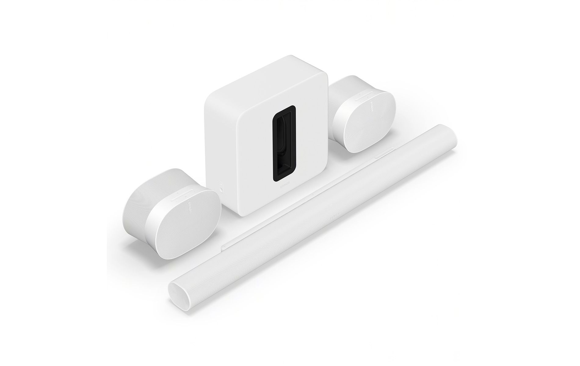 Sonos Ultimate Immersive Set with Arc Ultra Sound Bar, Sub 4 Wireless Subwoofer, and Pair of Era 300 Wireless Speakers (White)