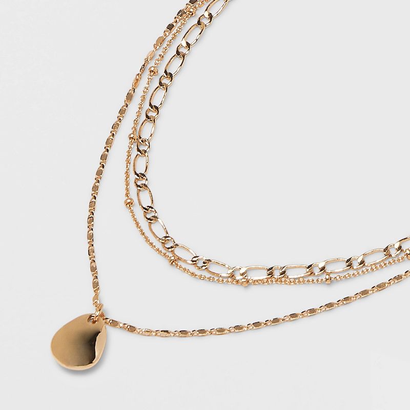 Smooth Drop Multi-Strand Pendant Necklace - A New Day&#8482; Gold, 5 of 6