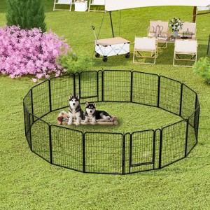 16 Panels Heavy Duty Metal Dog Playpen with Door, 31.7"H Large Pet Exercise Fence for Outdoor & Yard Use - Nertpow - 1 of 4