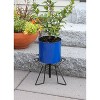 ACHLA Designs 9.25" Wide Cylinder Planter Pot: Galvanized Steel, Black Wrought Iron Stand, Indoor/Outdoor Use - 2 of 3