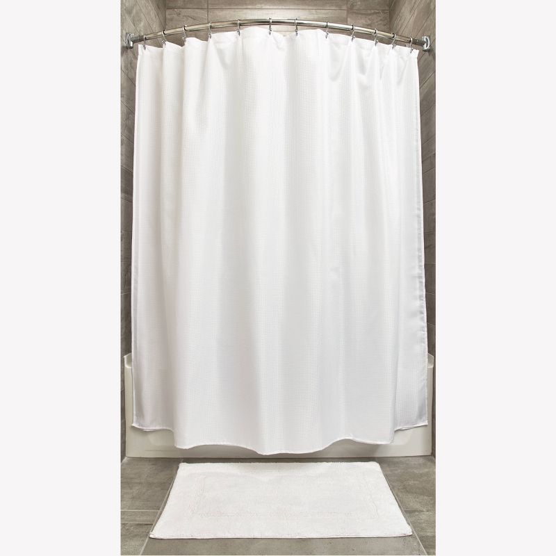 iDESIGN 72&#34;x72&#34; Carlton Fabric Shower Curtain White, 2 of 5