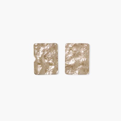 sanctuaire Hammered Rectangle Statement Stud Earrings Gold