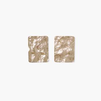 sanctuaire Hammered Rectangle Statement Stud Earrings Gold