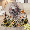 Rustic Skull Sunflower Flannel Throw Blanket Floral Skull Flannel Soft Plush Throw Blanket Cozy Blankets for Bed Chair Car Sofa Couch Bedroom - 2 of 4
