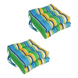 Blazing Needles, 16-inch Spun Polyester Patterned Outdoor Square Tufted Chair Cushions (Set of 4) - 1 of 2