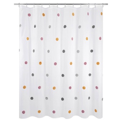 Allure Home Creations Dots Shower Curtain: Polyester Bath Curtain, Microfiber, Buttonhole Top