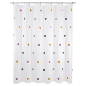 Allure Home Creations Dots Shower Curtain: Polyester Bath Curtain, Microfiber, Buttonhole Top - 1 of 4