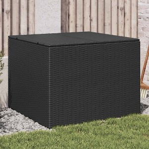 Garden Storage Box Black Poly Rattan Medium Storage - 1 of 4