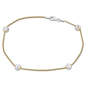 EVERLY JEWELRY |6mm Ball Station Chain Anklet in Silver - Multiple Metal Color Options - 1 of 4