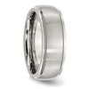 Black Bow Jewelry 8mm Stainless Steel Brushed Domed Polished Ridged Edge Band - 4 of 4