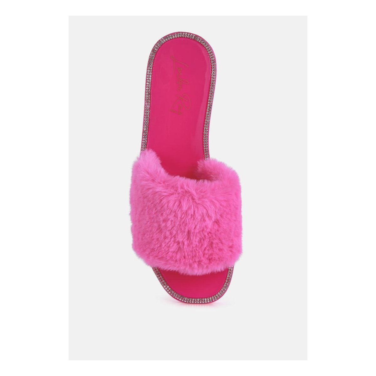 Обувь London Rag Womens Geese Faux Fur Diamante Detail Jelly Flats 8 — фото 4