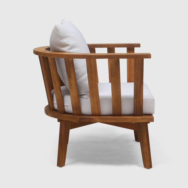 Barton 2pc Acacia Wood Club Chair &#38; Table Set - Teak/White - Christopher Knight Home, 6 of 9