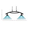 Toltec Lighting Bow 2 - Light Island Pendant Light in  Black Copper with 12" Teal Crystal Shade - 2 of 2