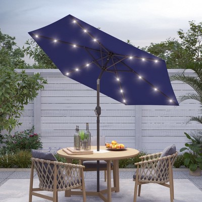 Sonkuki 7.5 ft Outdoor LED Solar Lighted Patio Market Umbrella w/ Push Button Tilt