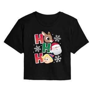Women's - Rudolph - Rudolph Ho Ho Ho Cropped Graphic T-Shirt - 1 of 4