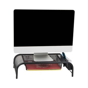 Mind Reader Monitor Stand, Ventilated Laptop Riser, Paper Tray, Storage, Office, Metal Mesh, 20"L x 11.5"W x 5.5"H, Black: Desk Organizer - 1 of 4