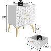 CIPACHO 2-Piece White and Gold Nightstand Set with 2 Drawers for Bedroom Living Room - 3 of 4