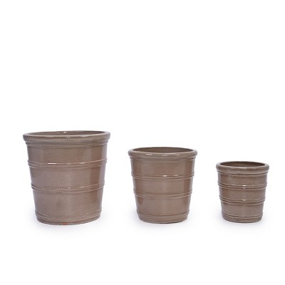 Sapphtopaz 3PCS Ceramic Planter with Pattern Outdoor Indoor Flower