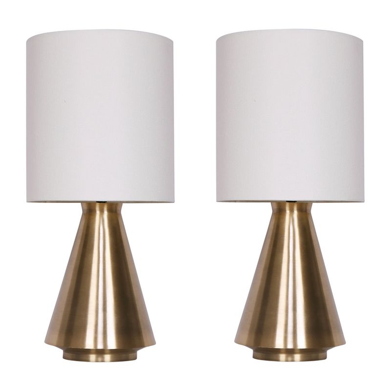 SAGEBROOK HOME (Set of 2) 24&#34; Cone Metal Table Lamps Antique Brass, 1 of 2
