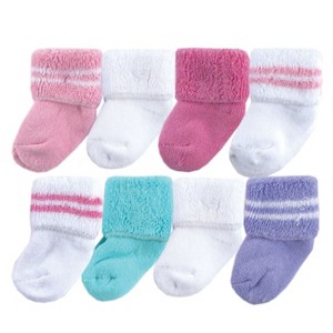 Luvable Friends Baby Girls Newborn and Baby Terry Socks, Pink Gray - 1 of 1