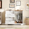 43.3" H Armoire Wardrobe Closet with 4 Drawers and 2 Doors, Hanging Rod, Multifunctional Wooden Dresser with Storage Closet, Bathroom Cabinet - 3 of 4