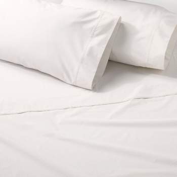 Ribbon Stripe Percale By Peacock Alley King Sheet Set (1 King Flat Sheets  115x115, 1 King Fitted Sheets 78x80, 2 King Pillow Cases 20x36) - Honey