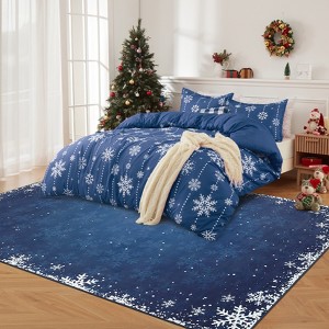 Christmas Area Rugs Washable Snowflake Decorative Floor Mats - 1 of 4