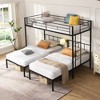 Gulches Black Metal Frame Twin Triple Bunk Bed Vertical Ladder Safety Rail MDF Shelf 3 Twin Black - 4 of 4