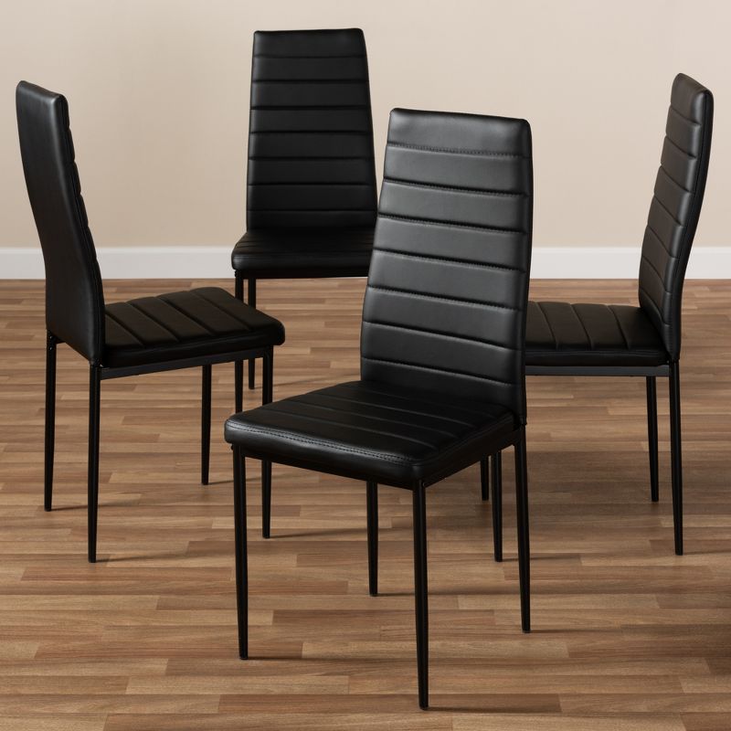 Set of 4 Armand Modern and Contemporary Faux Leather Upholstered Dining Chairs - Baxton Studio, 5 of 7