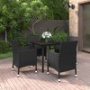 vidaXL Patio Dining Set Outdoor Table and Chair Set Poly Rattan and Glass - Black 31.5" Table Length 4 Items - 2 of 4