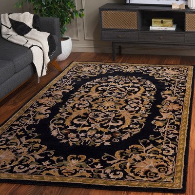 Black and Gold 4' x 6' Hand-Tufted Wool Area Rug