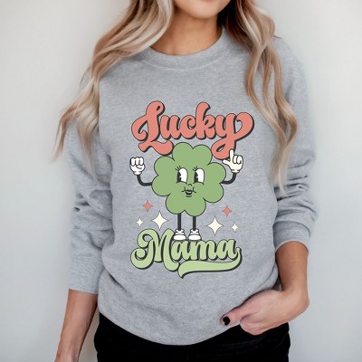 Simply Sage Market Women's Graphic Sweatshirt Lucky  Mama Clover Script