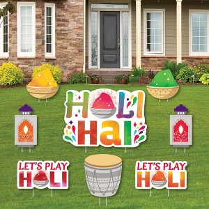 Big Dot of Happiness Holi Hai - Yard Sign and Outdoor Lawn Decorations - Festival of Colors Party Yard Signs - Set of 8 - 1 of 4