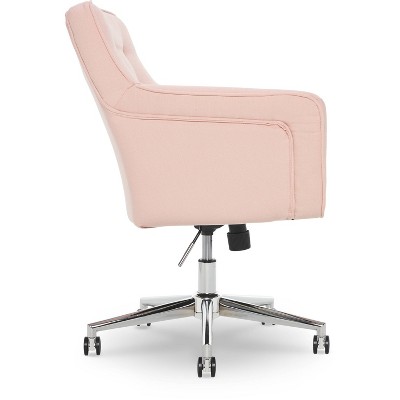 Blush Pink Memory Foam Swivel Office Chair with Arms