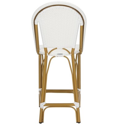 Parisian White Wicker and Aluminum Counter Stool