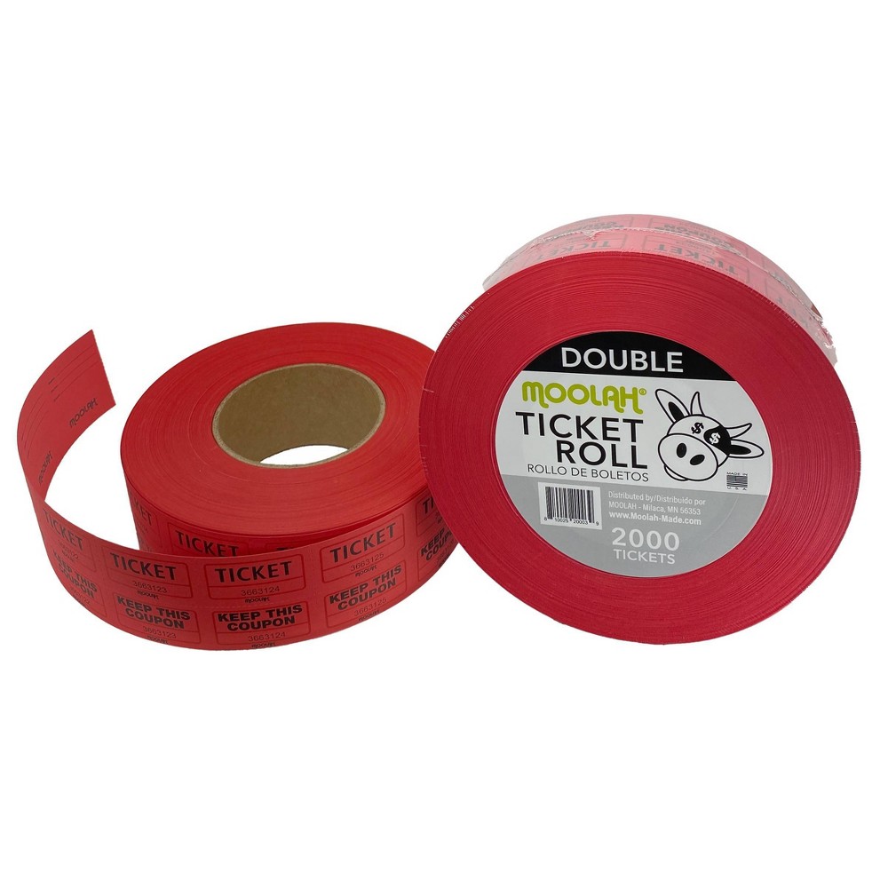 Moolah 2pk Double Ticket Roll "Keep This Coupon" Red: Raffle Tickets, Coupon Doubling, Uncoated Paper Basics