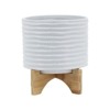VisioGear Textured Planter with Wooden Stand, Plant Pots for Living Room, Bedroom, White, 8"*8"*10" - 4 of 4