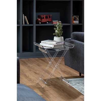 Acrylic Foldable Tray Side Table with Side Handles