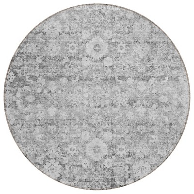 Silver Gray And Pewter Oriental Washable Indoor Outdoor Area Rug
