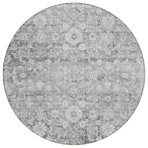 Silver Gray And Pewter Oriental Washable Indoor Outdoor Area Rug - 1 of 4