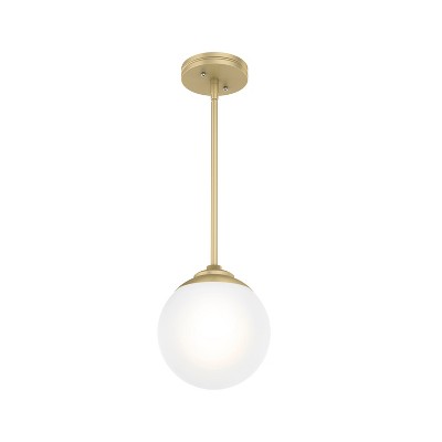 Modern Brass and White Glass Mini Globe Pendant Light