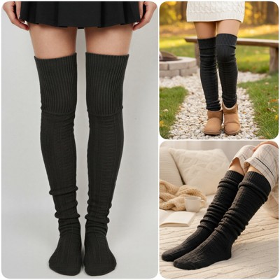 Wrapables Women's Winter Knit Over the Knee Thigh High Boot Socks - image 3