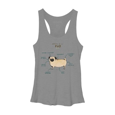 Women's Design By Humans Anatomy of a Pug By SophieCorrigan Racerback Tank Top